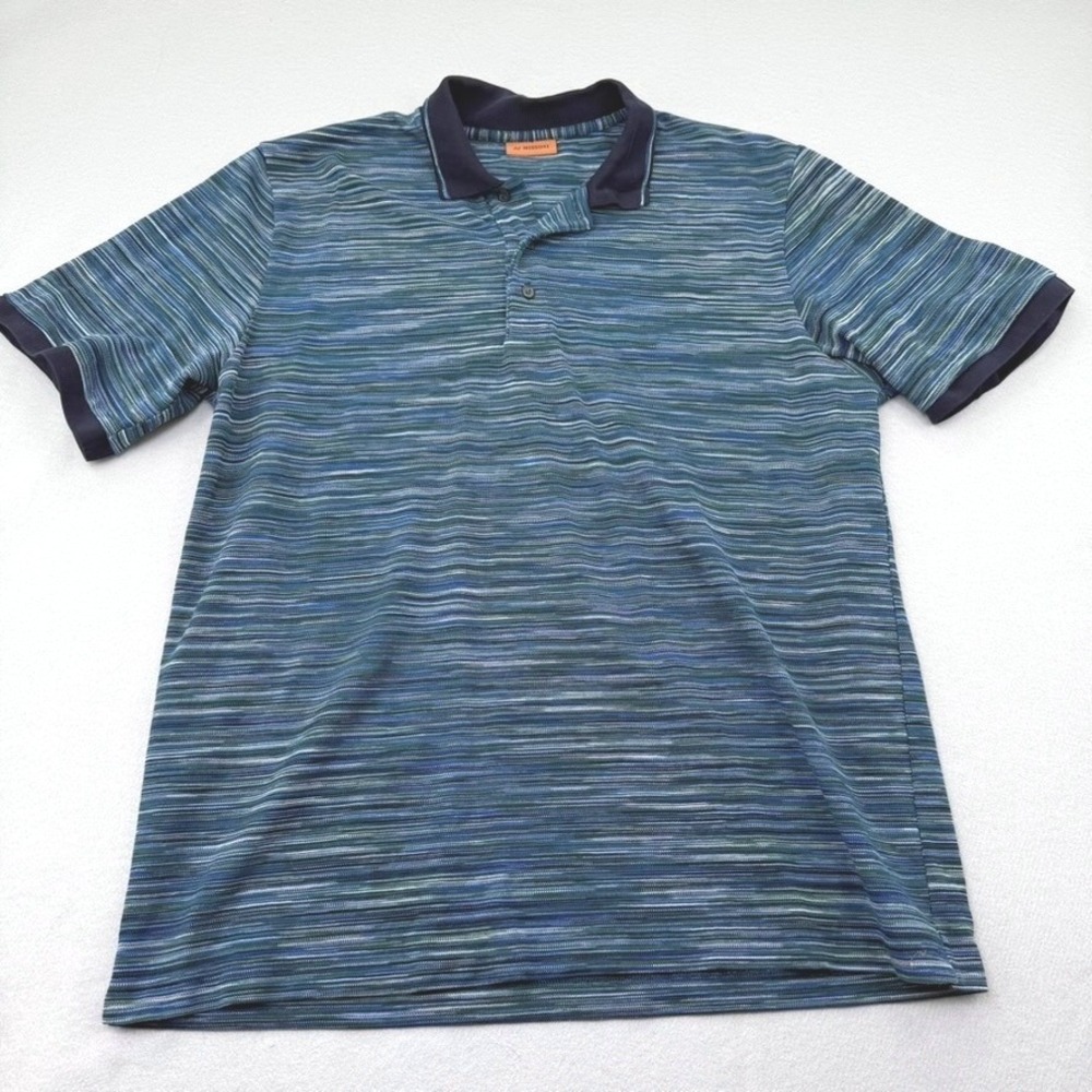 Missoni Polo Shirt Mens XXL Blue Space Dye Designer Luxury Italian Coastal Prep